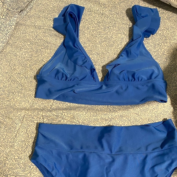 Aerie Royal Blue High waisted cheeky bikini set Large - Picture 1 of 1